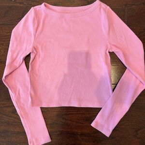 Gap Pink Long Sleeve Ribbed Top